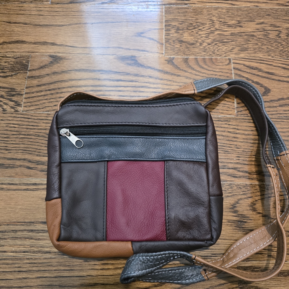 Stylish Multi-Color Leather Crossbody Bag
